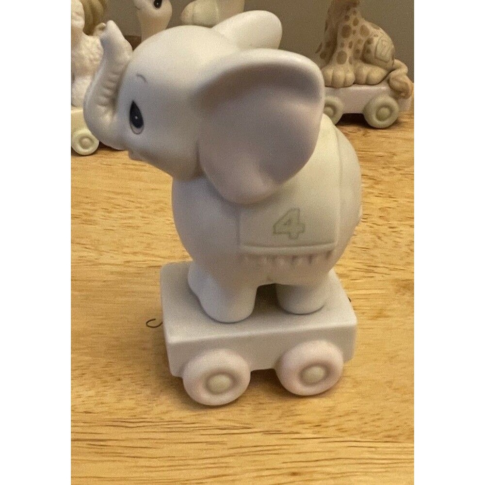 PRECIOUS MOMENTS Birthday Train Series 15970 4 Years Old ELEPHANT 1985